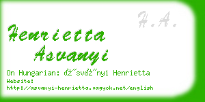 henrietta asvanyi business card